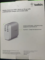 BELKIN DUAL-PORT 24W USB-A CABLE  | NEW