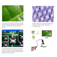 3 IN 1 Mini Digital Microscope | 1000x Zoom | Extension of 8 LED | USB with power supply