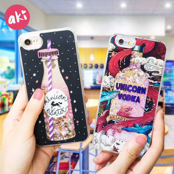 Glitter Liquid Phone Case for Models iPhone 6s, 6 plus, 7 plus, iphone 8, and iphone X