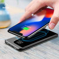 LCD 8000mAh QI Wireless Charging Pad and Power Bank 2A Dual USB | Compatible with IPhone and Samsung