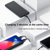 LCD 8000mAh QI Wireless Charging Pad and Power Bank 2A Dual USB | Compatible with IPhone and Samsung