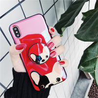 Blu ray bulldog TPU case with Popsocket for iphone X, 6, 6s, 6 plus, 6s plus, 7, and more