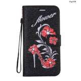 Leather Flower Heel Wallet Phone Case for ZTE Max XL N9560 Z986/Blade Max 3