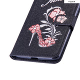 Leather Flower Heel Wallet Phone Case for ZTE Max XL N9560 Z986/Blade Max 3