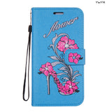 Leather Flower Heel Wallet Phone Case for ZTE Max XL N9560 Z986/Blade Max 3