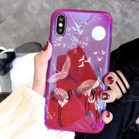 TPU Blu Ray Flamingo and Galaxy Phone Case for iphone 7, 6, 8, and more