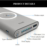 10000mAh Qi External Battery Power Bank Compatible with most Mobile Phones