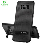 FLOVEME Case For Samsung S8 S7 Galaxy S9 Plus Luxury Carbon Fiber Kickstand TPU Cover For Samsung Note 8 S9 S7 Edge Case Capinha