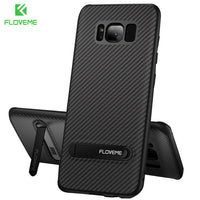 FLOVEME Case For Samsung S8 S7 Galaxy S9 Plus Luxury Carbon Fiber Kickstand TPU Cover For Samsung Note 8 S9 S7 Edge Case Capinha