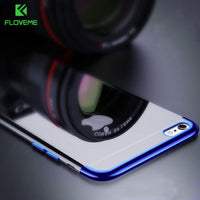 FLOVEME Luxury Plated TPU Case For iPhone X 10 Transparent Ultra Thin Silicone Cover For iPhone 8 7 6 6S Plus Phone Accessories