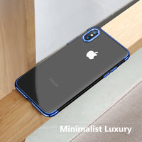 FLOVEME Luxury Plated TPU Case For iPhone X 10 Transparent Ultra Thin Silicone Cover For iPhone 8 7 6 6S Plus Phone Accessories