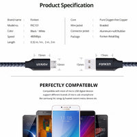 FONKEN Micro USB Cable Quick Charger Mini USB Phone Cable 2128AWG QC3.0 2.4A Charging Data Cord Power Bank Mobile Phone Cables