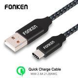 FONKEN USB Type-C Cable Quick Charge USB C 2.0 Long Type C Cable 2.4A Fast Charging Data Cord for Power Bank Mobile Phone Cables