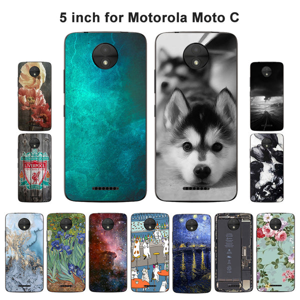 For Motorola Moto C Case Moto C Cover 5.0 inch TPU Silicone Scenery Painted Phone Case For Motorola Moto C XT1750 XT1754