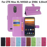 For ZTE Max XL Wallet Flip Leather Case 6.0inch With Card Slots Stand Holder Tpu Cover For ZTE Max XL N9560 Z986 Phone Bag