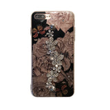 For iphone 6 6s 7 8 X plus 6+ Luxury Cute diamond Flower Rose Bracelet chain Glitter cover case