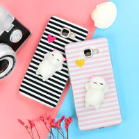 Funny Cute Cat Squishy Phone Case for Samsung Galaxy J3 J5 J7 A3 A5 A7 A8 2016 2017 2018 S6 S7 edge S8 S9 Plus Soft TPU Cartoon