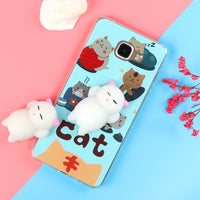 Funny Cute Cat Squishy Phone Case for Samsung Galaxy J3 J5 J7 A3 A5 A7 A8 2016 2017 2018 S6 S7 edge S8 S9 Plus Soft TPU Cartoon