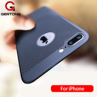 GerTong Ultra Slim Phone Case For iPhone 6 6s 7 8 Plus Hollow Heat Dissipation Cases Hard PC For iPhone 5 5S SE Back Cover Coque