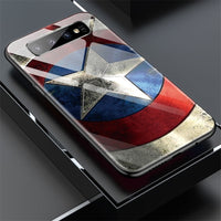 Marvel Captain America Iron Man Glass Phone Case For Samsung Galaxy S8 S9 S10 e 5G Plus Note 10 9 8 Avengers Batman Cover Funda