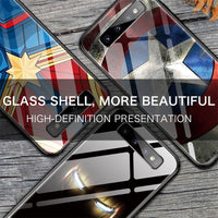 Marvel Captain America Iron Man Glass Phone Case For Samsung Galaxy S8 S9 S10 e 5G Plus Note 10 9 8 Avengers Batman Cover Funda