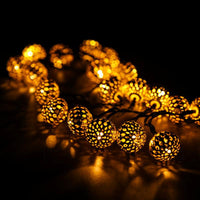 Hot Sale Merry Christmas Party Happy Solar Power 20LED Morocco Hollow String Light Outdoor Christmas Party Garden Decor Lamp