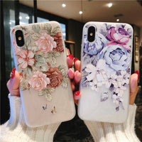 KISSCASE Flower Patterned Case For iPhone 6 6s 7 Plus Cover Soft Silicone Floral Protect Cover For iPhone 5S SE 8 Plus X 10 Capa