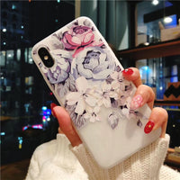 KISSCASE Flower Patterned Case For iPhone 6 6s 7 Plus Cover Soft Silicone Floral Protect Cover For iPhone 5S SE 8 Plus X 10 Capa