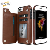 KISSCASE Retro PU Leather Case For iPhone 6 6s 7 Plus Card Holders Cases Cover For iPhone X 10 8 7 6 6s Plus Leather Wallet Case