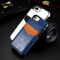 KISSCASE Vertical Flip Card Holder Leather Case For iPhone 6 6s 7 Plus Retro Cover Bag Case For iPhone 8 Plus X 10 Wallet Pouch