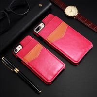 KISSCASE Vertical Flip Card Holder Leather Case For iPhone 6 6s 7 Plus Retro Cover Bag Case For iPhone 8 Plus X 10 Wallet Pouch