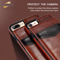 KISSCASE Vertical Flip Card Holder Leather Case For iPhone 6 6s 7 Plus Retro Cover Bag Case For iPhone 8 Plus X 10 Wallet Pouch