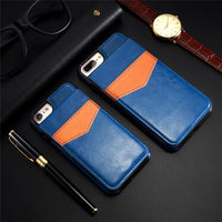 KISSCASE Vertical Flip Card Holder Leather Case For iPhone 6 6s 7 Plus Retro Cover Bag Case For iPhone 8 Plus X 10 Wallet Pouch