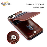 KISSCASE Vertical Flip Card Holder Leather Case For iPhone 6 6s 7 Plus Retro Cover Bag Case For iPhone 8 Plus X 10 Wallet Pouch