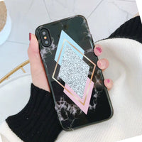 LACK Candy Color Marble Phone Case For iphone X Case For iphone 6S 6 7 8 Plus Funny Geometry Splice Pattern Cases Retro Cover