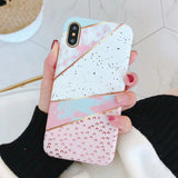 LACK Candy Color Marble Phone Case For iphone X Case For iphone 6S 6 7 8 Plus Funny Geometry Splice Pattern Cases Retro Cover