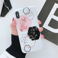 LACK Candy Color Marble Phone Case For iphone X Case For iphone 6S 6 7 8 Plus Funny Geometry Splice Pattern Cases Retro Cover