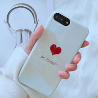 LACK Letter BE LOVED Phone Case For iphone 7 6 6s 8 Plus Cute Cartoon Blu Ray Couple Cases For iphone X Fashion Love Heart Cover