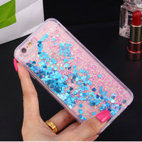 LOVECOM Love Heart Stars Glitter Stars Phone Case For iPhone 5 5S SE 6 6S 7 Plus Dynamic Liquid Quicksand Soft TPU Back Cover