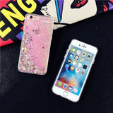 LOVECOM Love Heart Stars Glitter Stars Phone Case For iPhone 5 5S SE 6 6S 7 Plus Dynamic Liquid Quicksand Soft TPU Back Cover