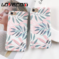 LOVECOM Phone Case For iPhone 5 5S SE 6 6S 7 8 Plus X Hot Fresh Plants Leave Matte Hard PC Phone Back Cover Cases Coque