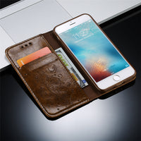 Leather Flip Phone Case For iPhone X 6 6S 7 8 Plus 5 5S SE For Samsung Galaxy S6 S7 Edge S8 Plus Retro Card Slot Phone Cover