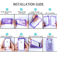 Luxury 3 in1 TPU Bling Clear Quicksand Case For Iphone 6 6s 7 8 Plus X 360 Cover Glitter Transparent Liquid Hard Full Protection