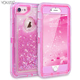 Luxury 3 in1 TPU Bling Clear Quicksand Case For Iphone 6 6s 7 8 Plus X 360 Cover Glitter Transparent Liquid Hard Full Protection