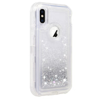 Luxury 3 in1 TPU Bling Clear Quicksand Case For Iphone 6 6s 7 8 Plus X 360 Cover Glitter Transparent Liquid Hard Full Protection