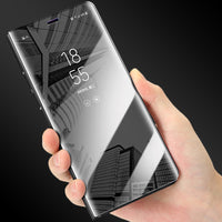 Luxury Mirror Flip Case For Samsung Galaxy S9 S8 Plus S7 S6 edge Fundas Ultra thin PU Leather Clear View Smart Cover Phone Cases