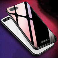 Tempered Glass Case for iPhone 8 | Plus 7 | X | Luxury Hybrid Back Cover Shockproof Sleeve Hard Housing