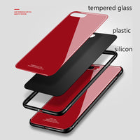 Tempered Glass Case for iPhone 8 | Plus 7 | X | Luxury Hybrid Back Cover Shockproof Sleeve Hard Housing