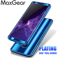 MaxGear 360 Degree Shockproof Cases For Samsung Galaxy S8 S9 Plus Phone Case For Samsung S7 S7 Edge Plating Mirror Full Cover