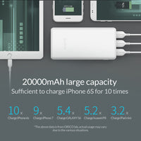 ORICO 3 USB Power Bank External Battery 20000mAh Portable Mobile Backup Bank Charger for Android iPhones